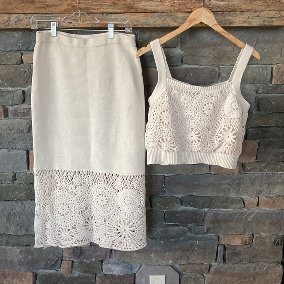 House of Harlow 1960 Dresses & Skirts - House Of Harlow 1960 Two-Piece Crocheted Skirt Set